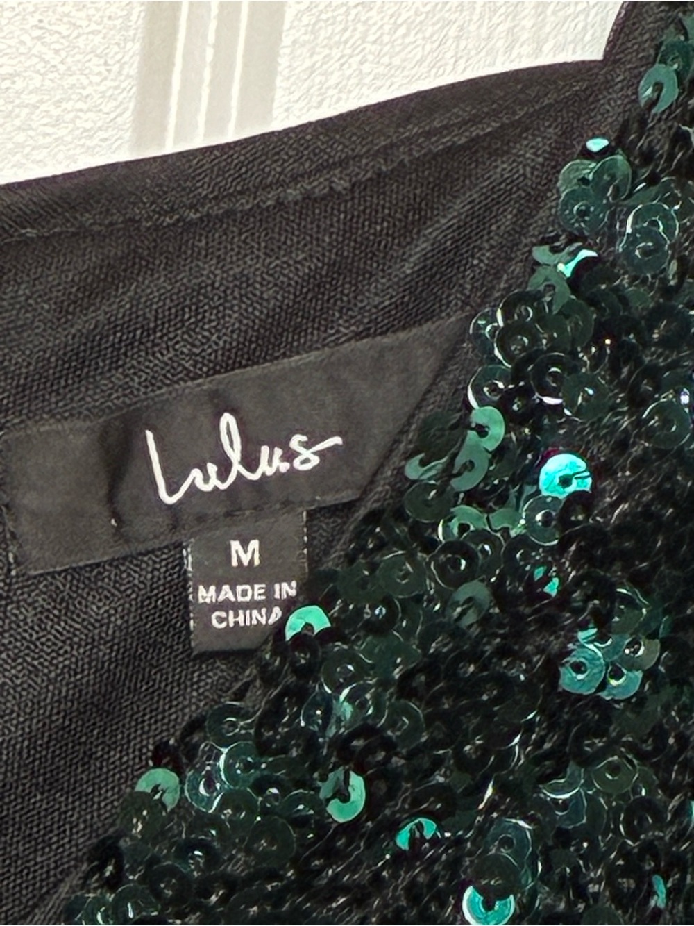 Lulu's Black Dress with Green Sequins